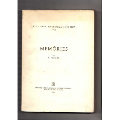 Memòries / Antoni Griera