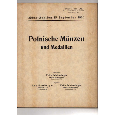 Münz-Auktion 15. September 1930 / Felix Schlessinger