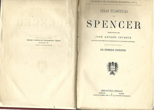 OBRAS FILOSOFICAS de SPENCER: LOS PRIMEROS PRINCIPIOS