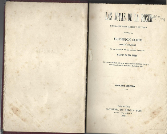 OBRAS (TEATRE de Frederich  Soler -Pitarra)