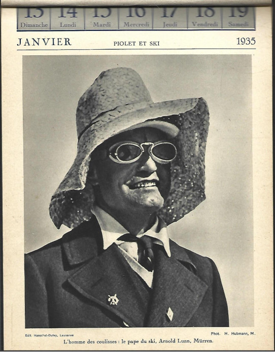 PIOLET & SKI 1935. CALENDARIO CON FOTOGRAFIAS DE ALPINISMO / CALENDRIER AVEC DES PHOTOS D'ALPINISME
