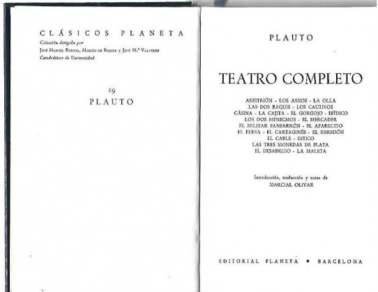 PLAUTO. TEATRO COMPLETO