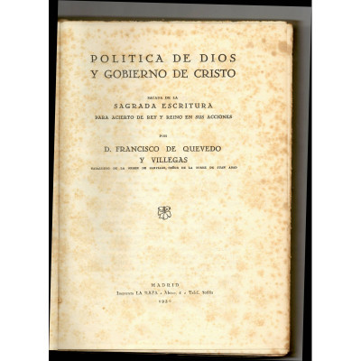 Política de Dios y gobierno de Cristo / Francisco de Quevedo