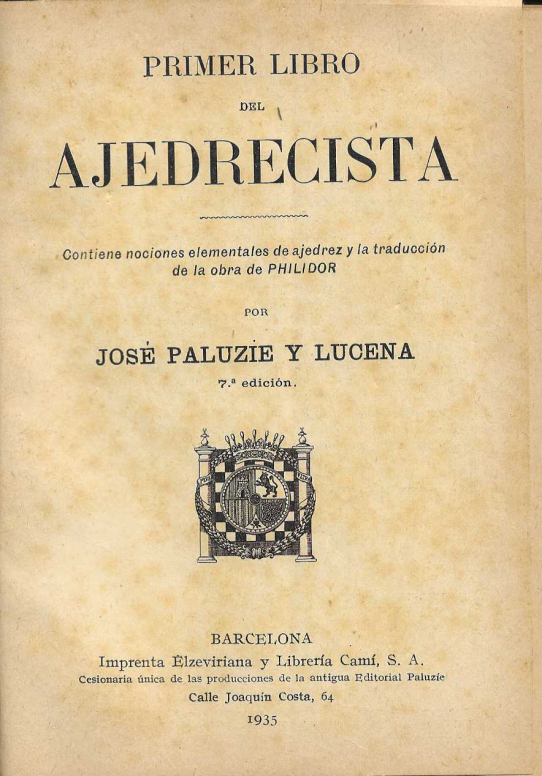 Primer libro del ajedrecista.