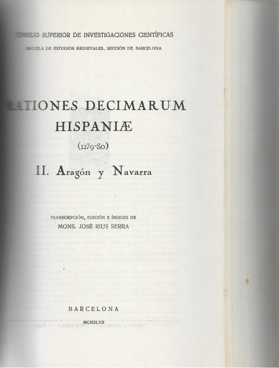 RATIONES DECIMARUM HISPANIAE (1279-1280) 2 VOLUMENES