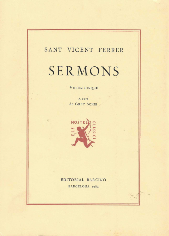 SERMONS DE SANT VICENT FERRER  Volum Cinquè
