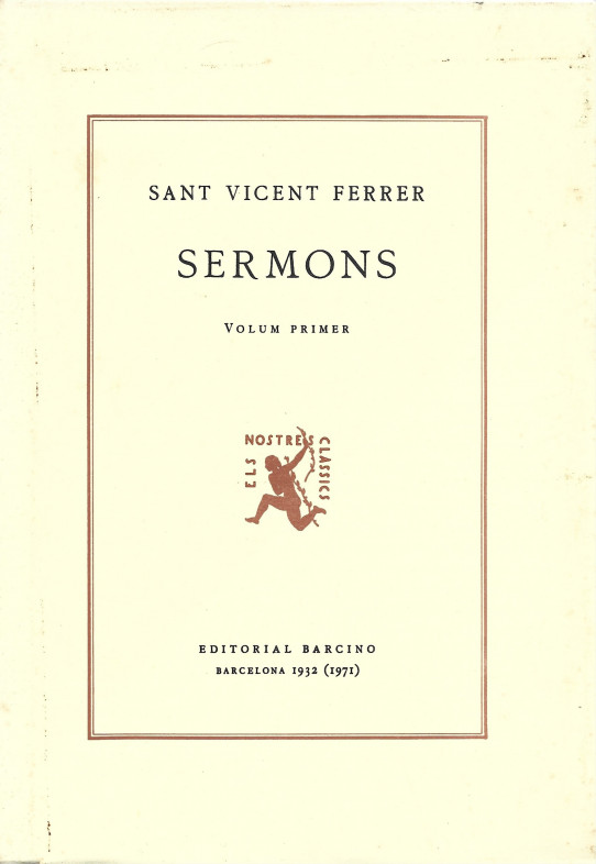 SERMONS DE SANT VICENT FERRER  Volum Primer
