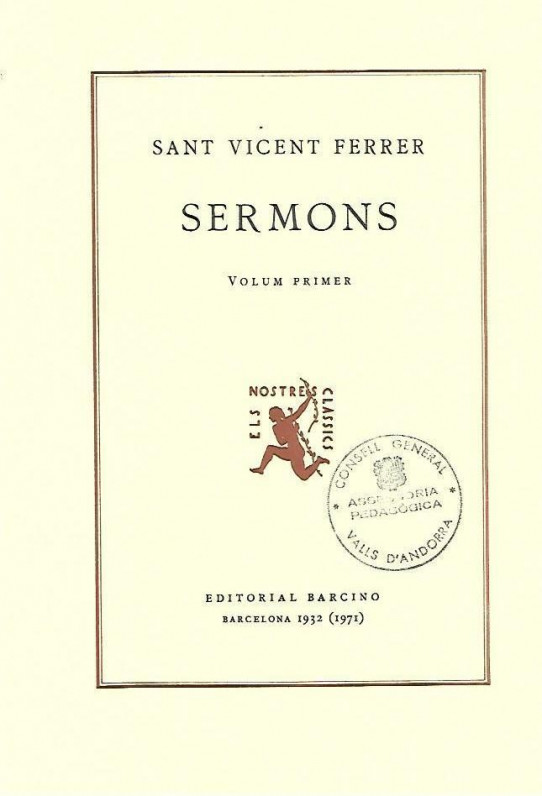 SERMONS DE SANT VICENT FERRER Volum primer