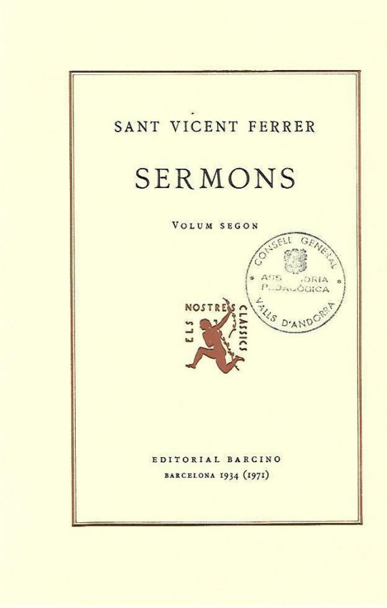 SERMONS DE SANT VICENT FERRER Volum segon