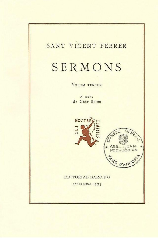 SERMONS DE SANT VICENT FERRER Volum tercer