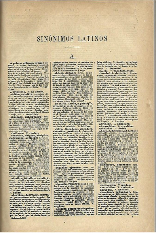 SINONIMOS LATINOS - BREVE DICCIONARIO ESPAÑOL - LATINO
