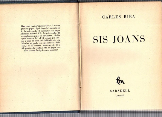 SIS JOANS.  Carles Riba