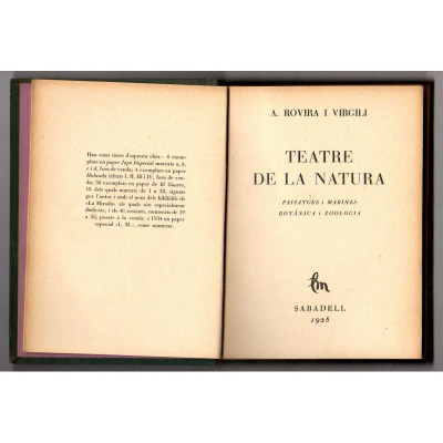 Teatre de la natura. / A. Rovira i Virgili.