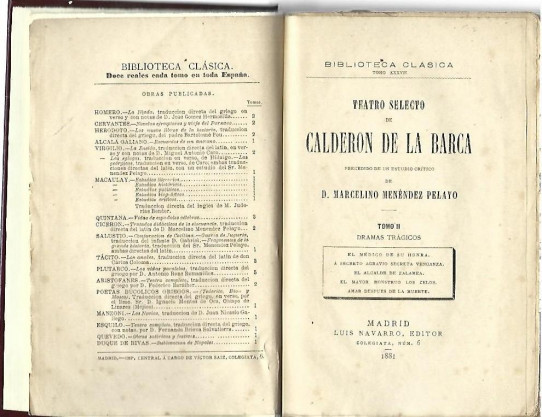 TEATRO SELECTO CALDERON DE LA BARCA. 3 Volumenes (II - III y IV)