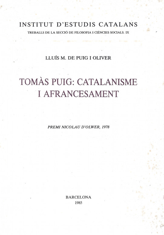 TOMÀS PUIG: CATALANISME I AFRANCESAMENT