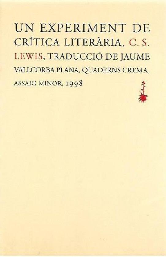 UN EXPERIMENT DE CRITICA LITERARIA