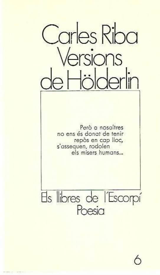VERSIONS DE HÖLDERLIN